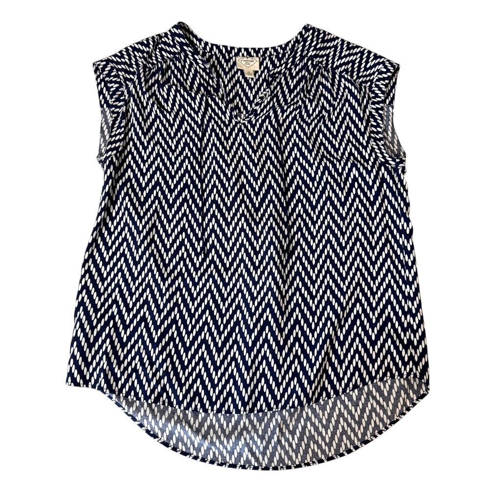 St. John's Bay Navy and White Patterned Top Women's Size Medium